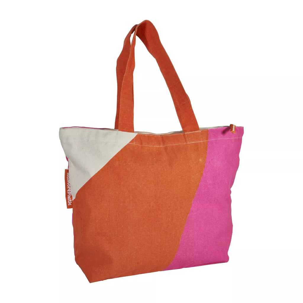 NoMorePlastic sustainable shopper recycled bed linen pink magenta orange