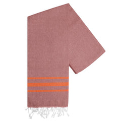 Oxious Vibe hamamdoek red brick orange hammam towel rood oranje strepen 100x180