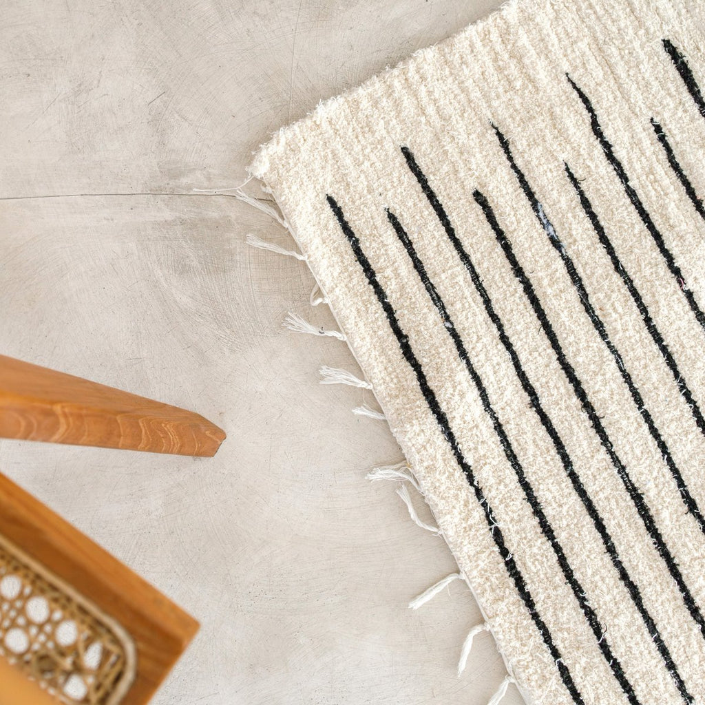Soeji Kerta Rug white black striped 2 sizes