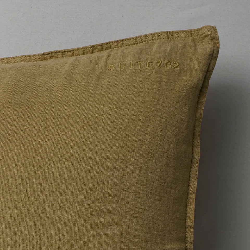 Suite702 washed linen pillowcase Khaki Gold 60x70cm