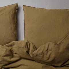 Suite 702 bedding linen organic khaki gold