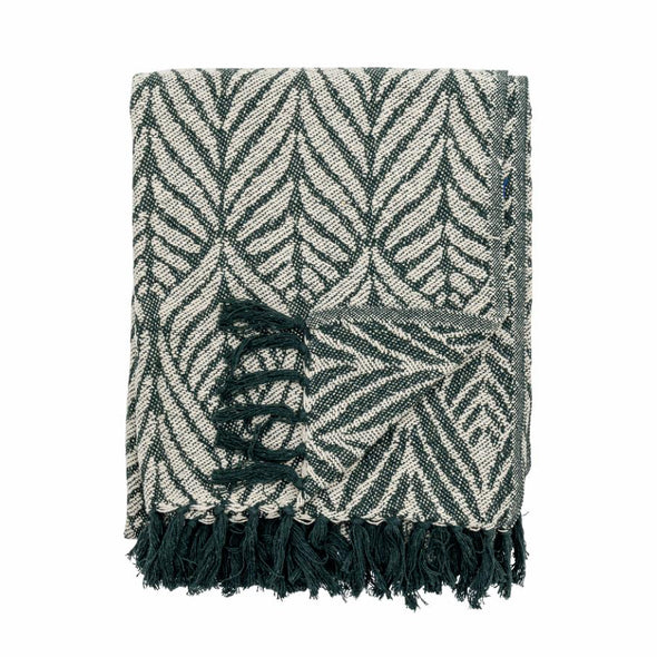 Ugento throw blanket green leaf pattern
