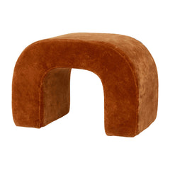 Brown U-shaped pouf stool velvet brown