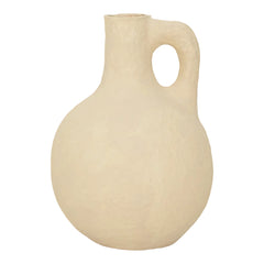 Beige handcrafted vase Gigi with handle 