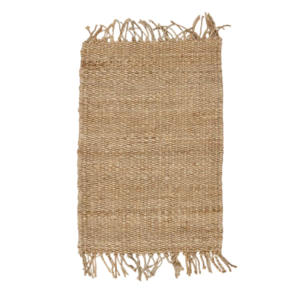 Woven hemp rug with fringes by Tell Me More