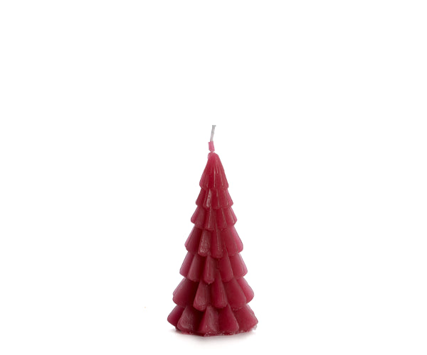 Red tiered candle shaped like a Christmas tree 