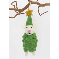 felt wool Christmas ornament A World of Craft mouse with cap