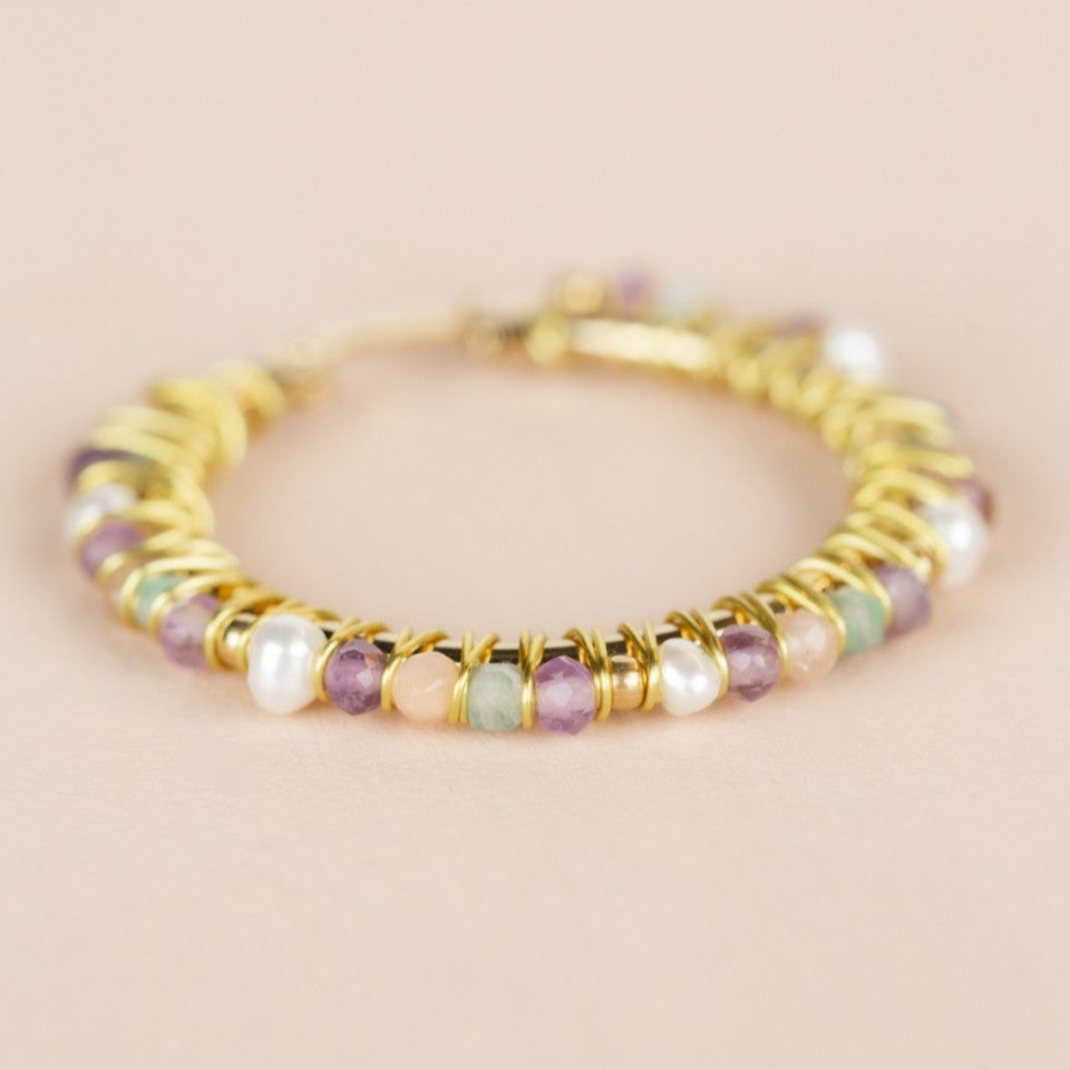 Hoop Earrings Ø30mm Amazonite Mix