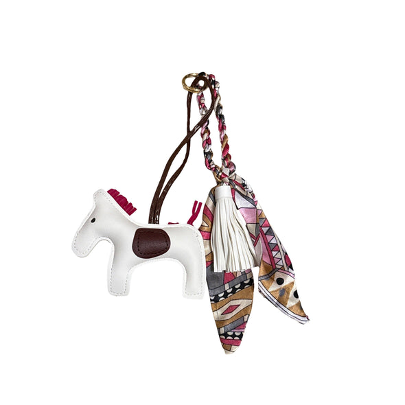 Bag charm Louisa Lee white leather horse BS279