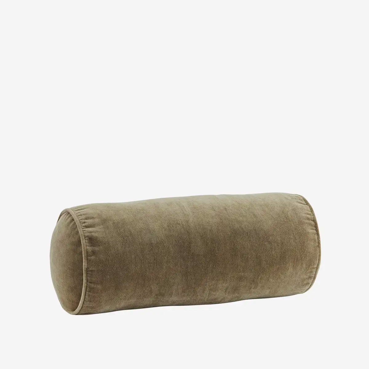 Suede cylindrical pillow dusty green