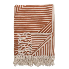 Bloomingville Maddeleine throw orange white cotton

