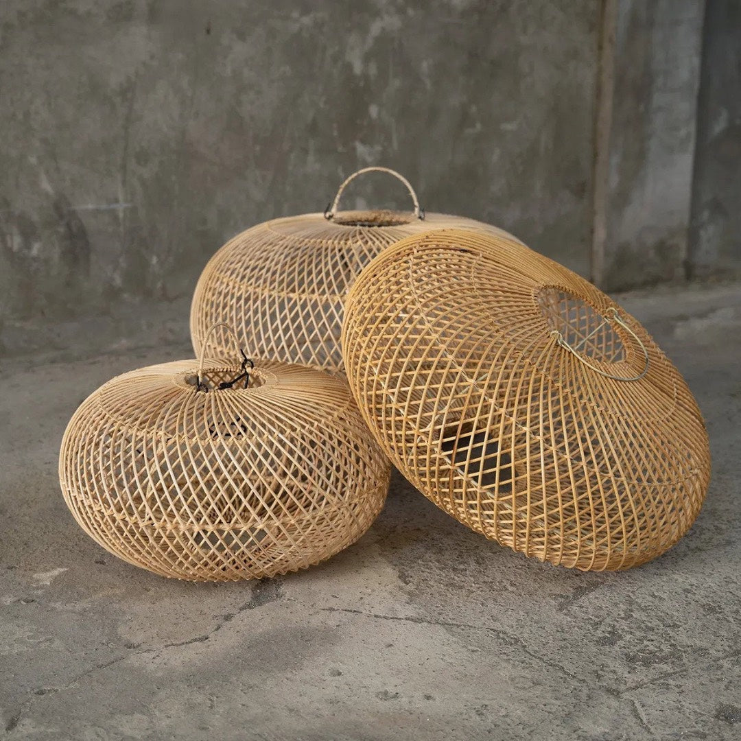 rattan lampshades boho style Bali