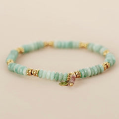 Muja Juma amazonite bracelet pink heart gold beads