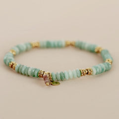 Muja Juma amazonite bracelet pink heart gold beads