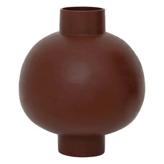 maroon flower pot and vase round