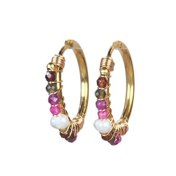 Muja Juma Earring Ø20mm ruby mixed gems