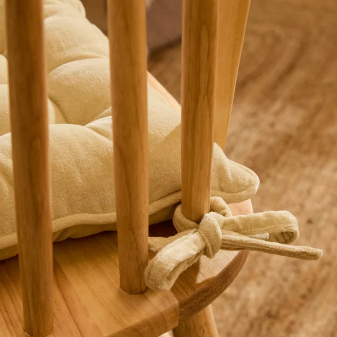 Calma House Velvet Square Chair Pad Knot Cream
