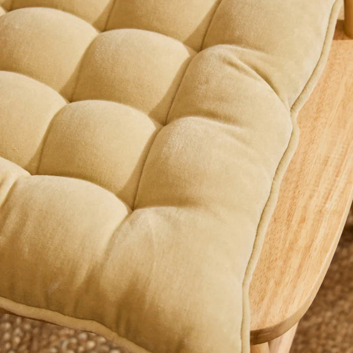 Calma House Velvet Square Chair Pad Zoom-in Cream