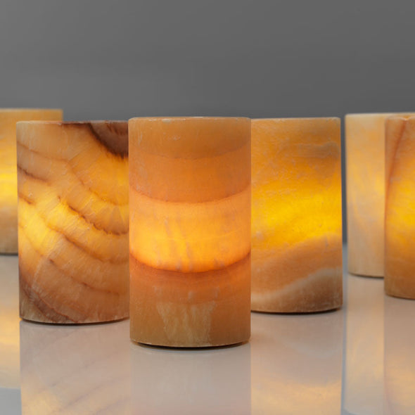 unique LED candle holder natural alabaster mineral
