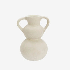 Madam Stoltz papier mache vase white with handles