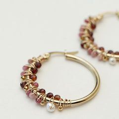Muja Juma hoop earrings garnet gold plated ringen oorbellen granaat