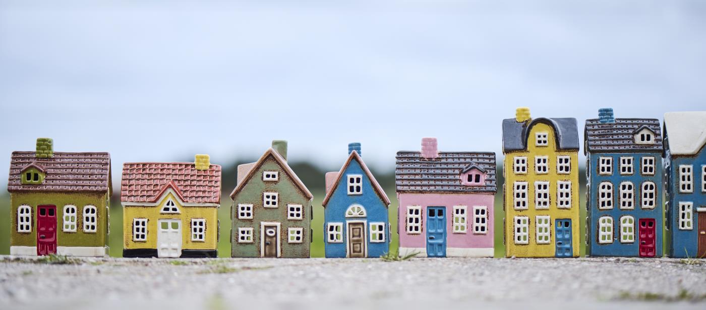 Row of colourful ceramic houses Ib laursen