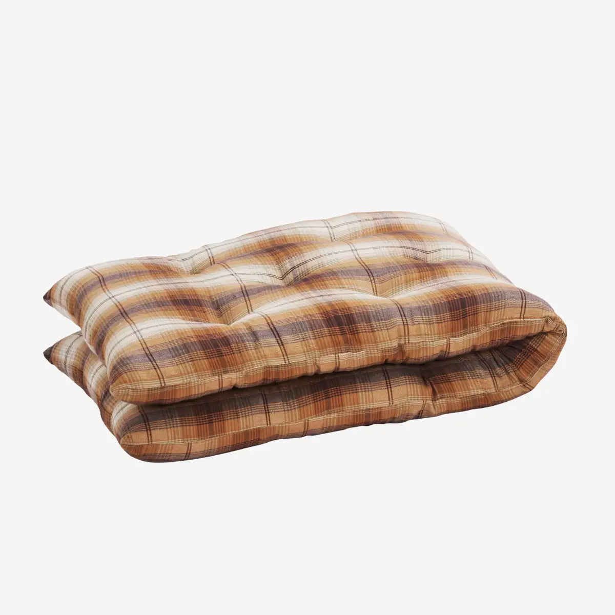 checked cotton mattress in the colour pumkin spice by Madam Stoltz