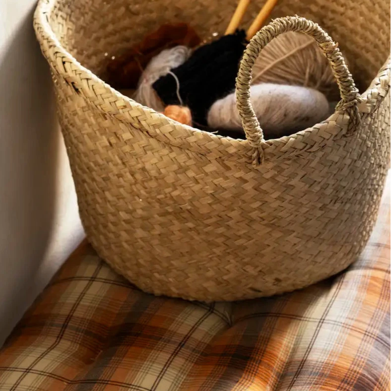 checked cotton bench mattress pumkin spice by Madam Stoltz