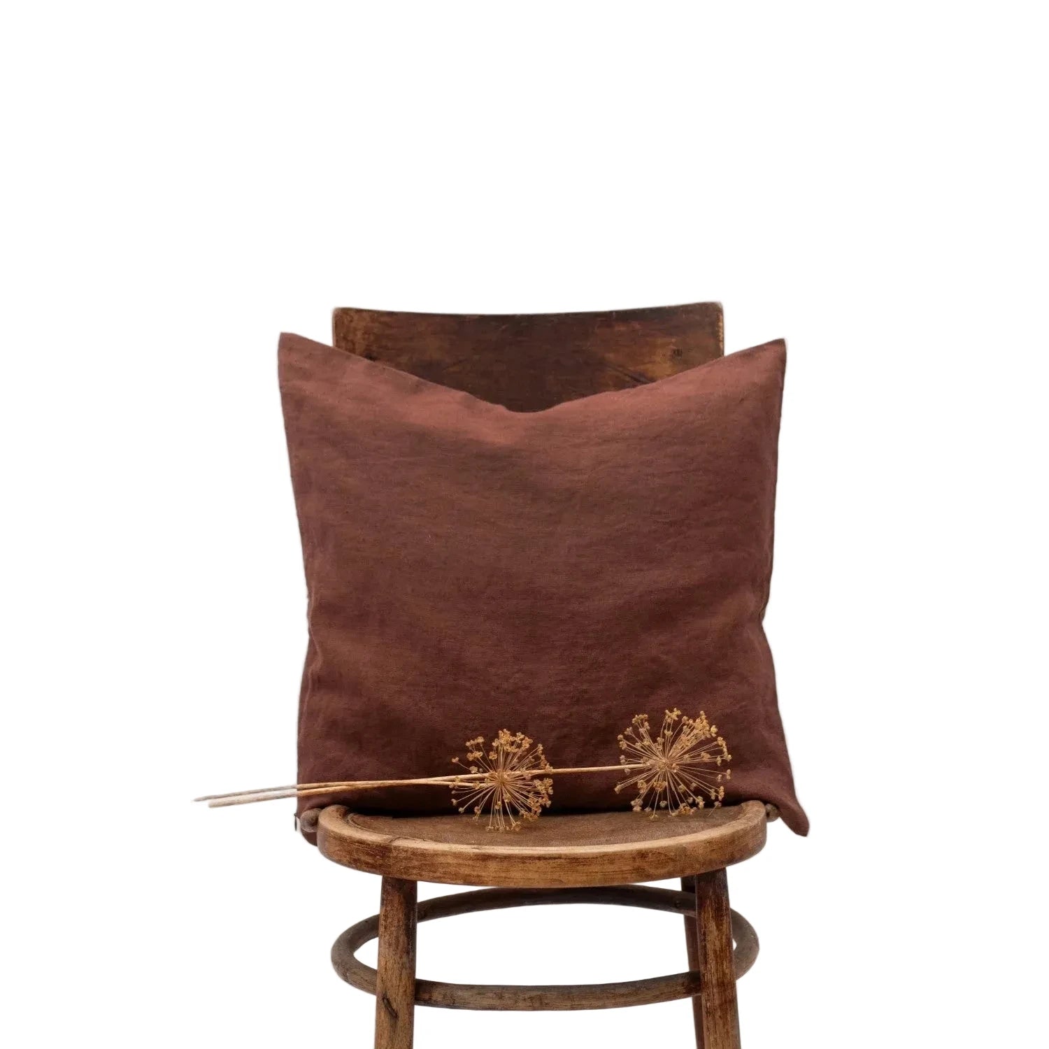Lines Tales linnen cushion cover 50x50 cm chocolate brown