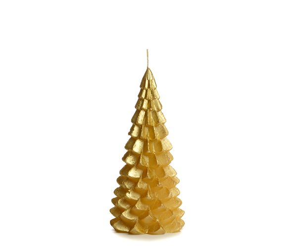 Gold Christmas tree-shaped candle 
