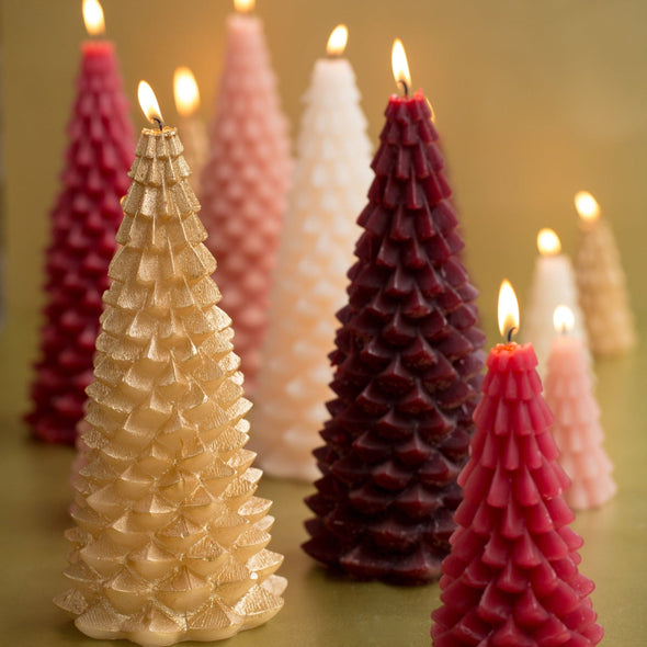 Tree-shaped candles in various trend colours 