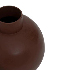 close up of the maroon vase and flower pot