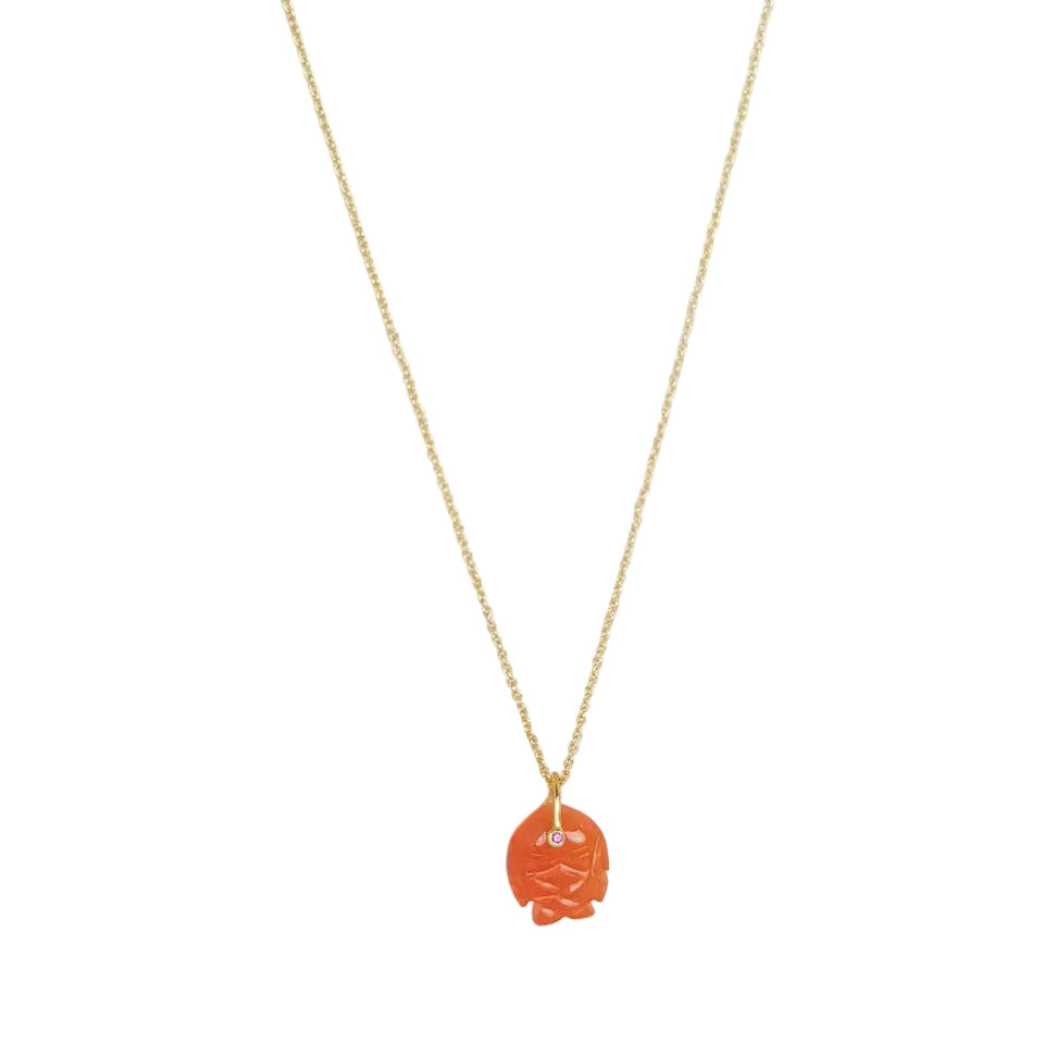 Muja Juma necklace with orange fish pendant red agate 