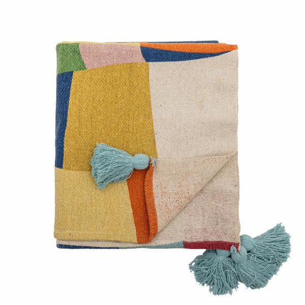Colourful woven blanket with tassels by Bloomingville MINI