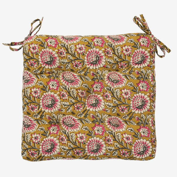 Madam Stoltz cotton chair pad floral
