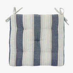 Madam Stoltz chair pad white blue stripes