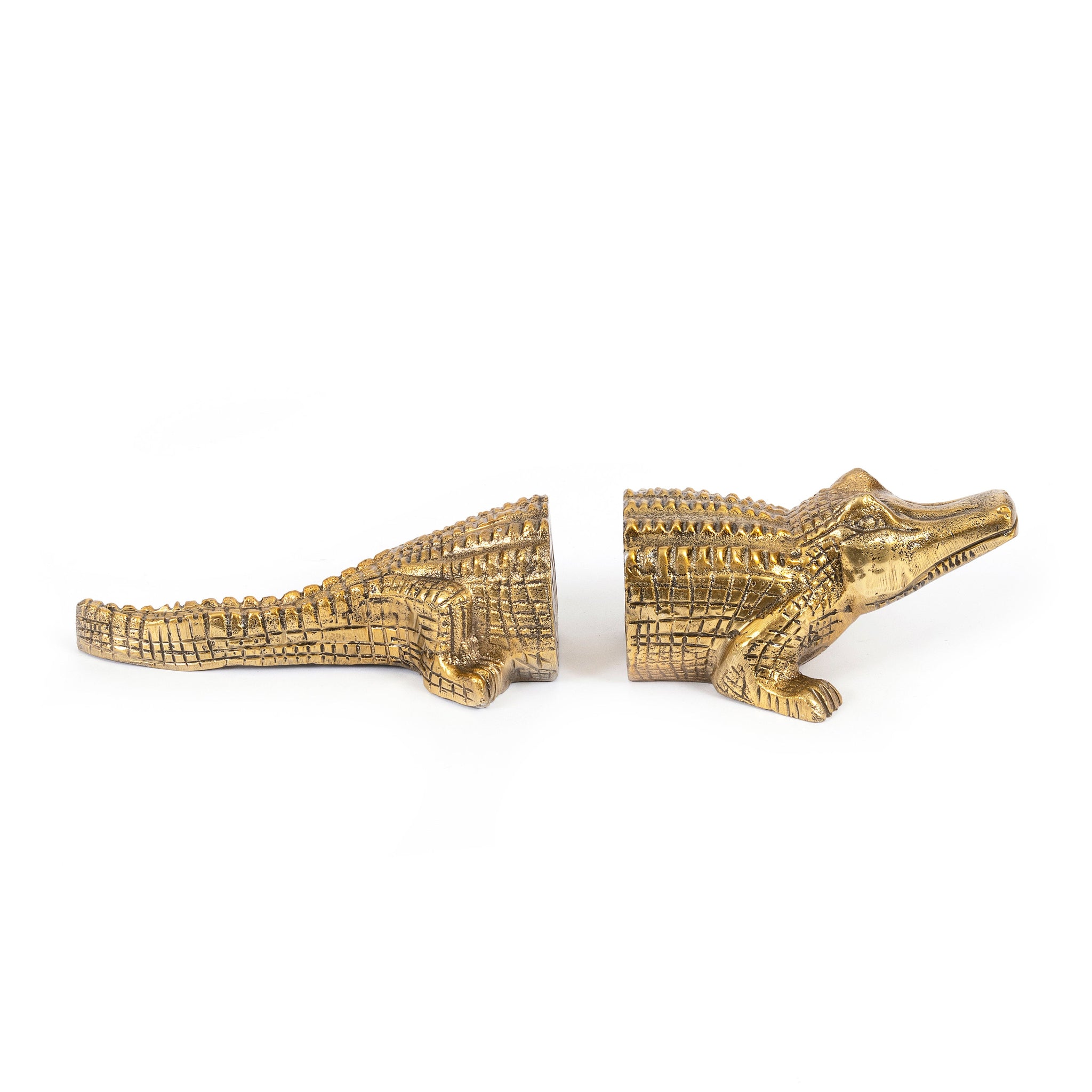 crocodile bookends gold brass Bazar Bizar