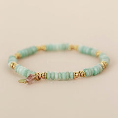 Muja Juma amazonite bracelet pink heart gold beads
