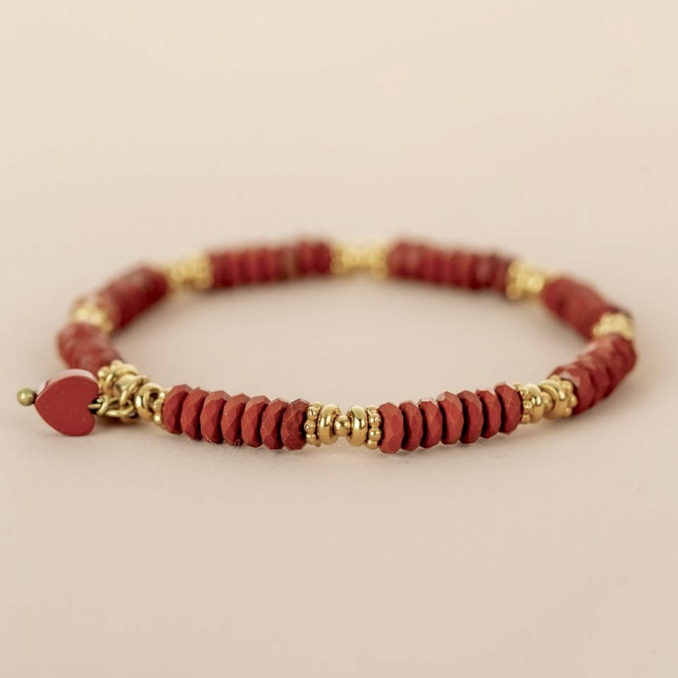 Bracelet with red jasper beads and gold accents Muja Juma
