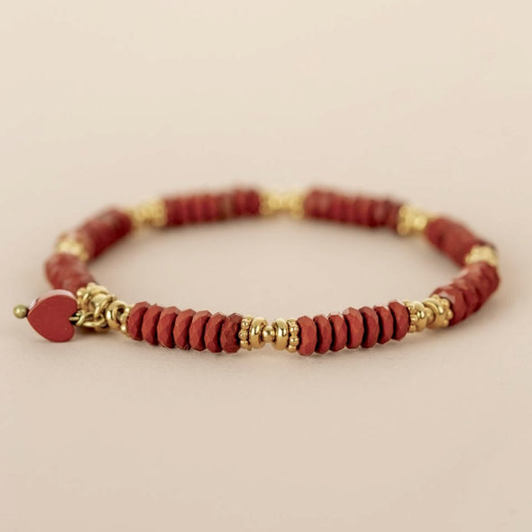 Bracelet with red jasper beads and gold accents Muja Juma