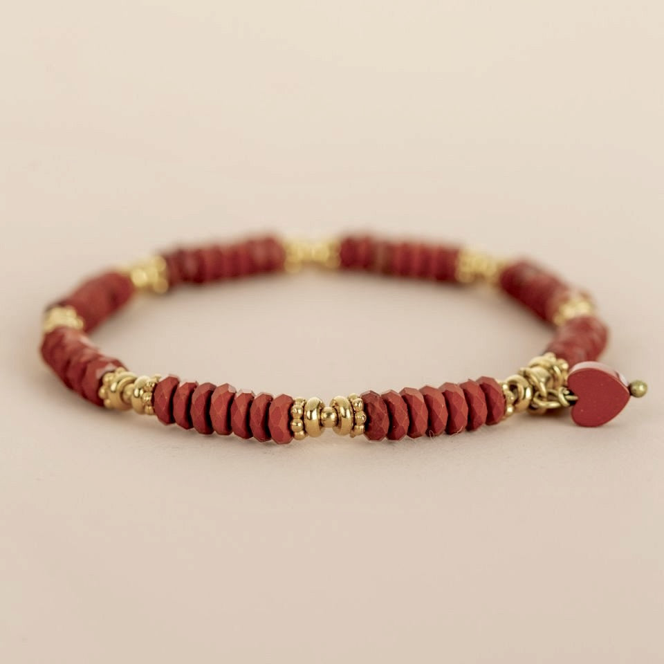 Bracelet with red jasper beads and gold accents Muja Juma