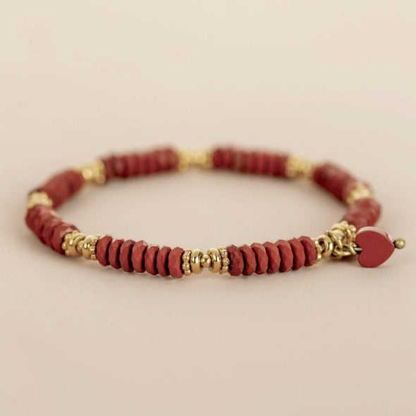 Bracelet with red jasper beads and gold accents Muja Juma