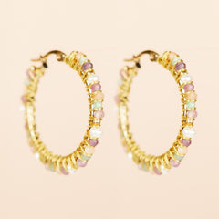 Hoop Earrings Ø30mm Amazonite Mix
