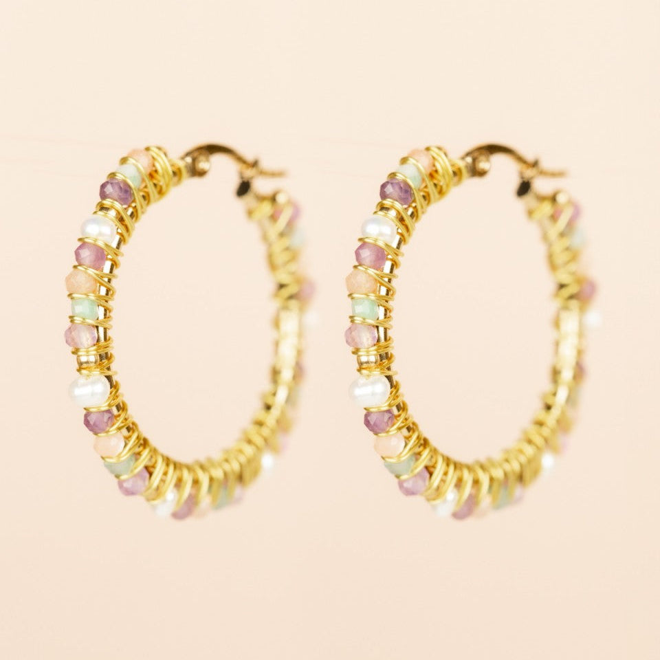 Hoop Earrings Ø30mm Amazonite Mix