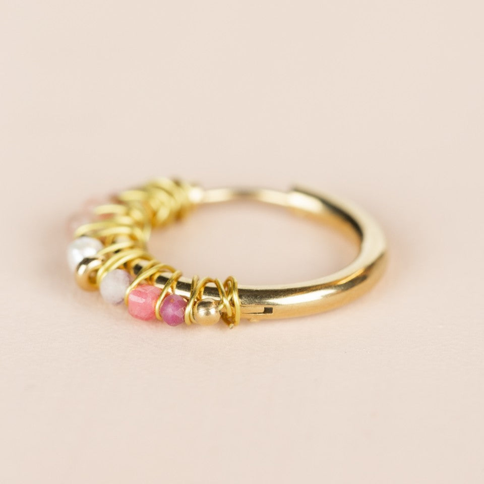 rhodochrosite hoop earrings Muja Juma