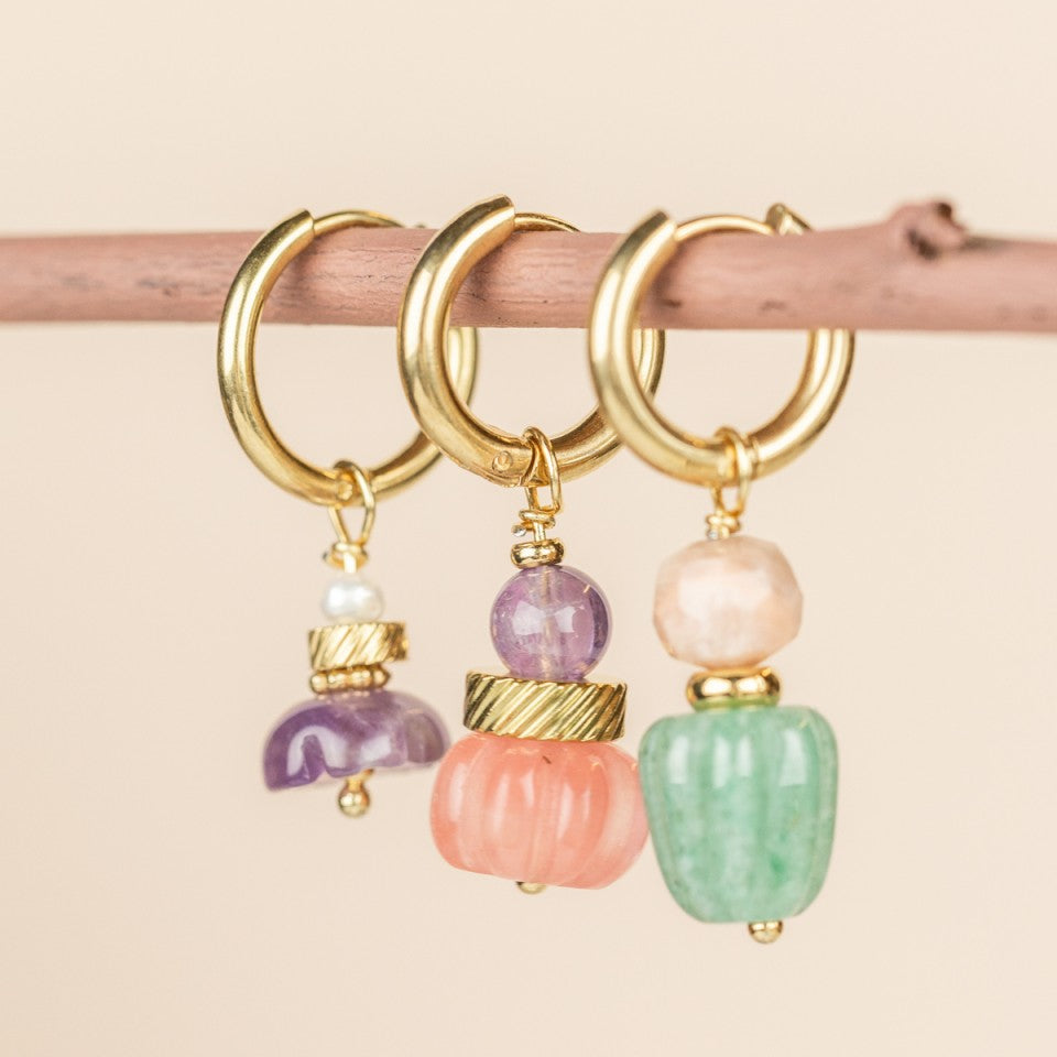 earrings Muja Juma flower gemstones