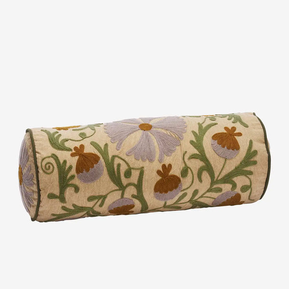 Madam Stoltz embroidered Suzan bolster cushion old rose