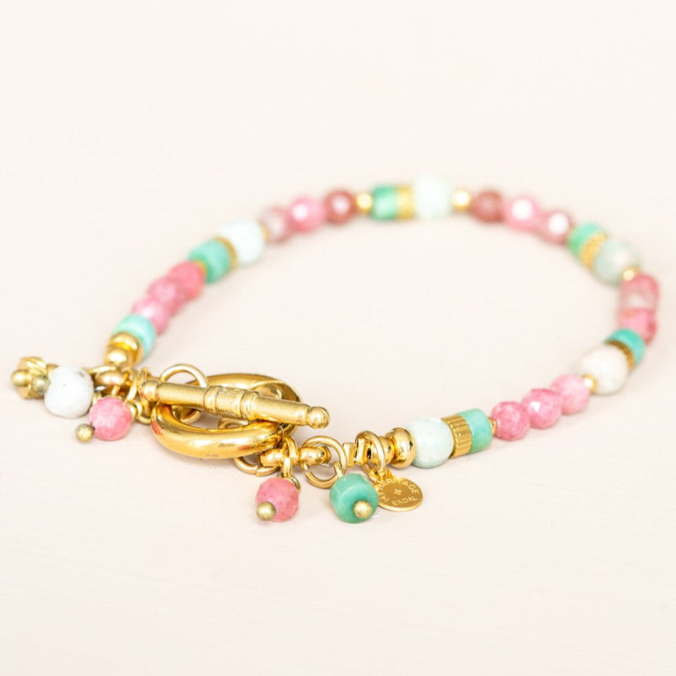 Mujajuma bracelet rhodonite amazonite pink green