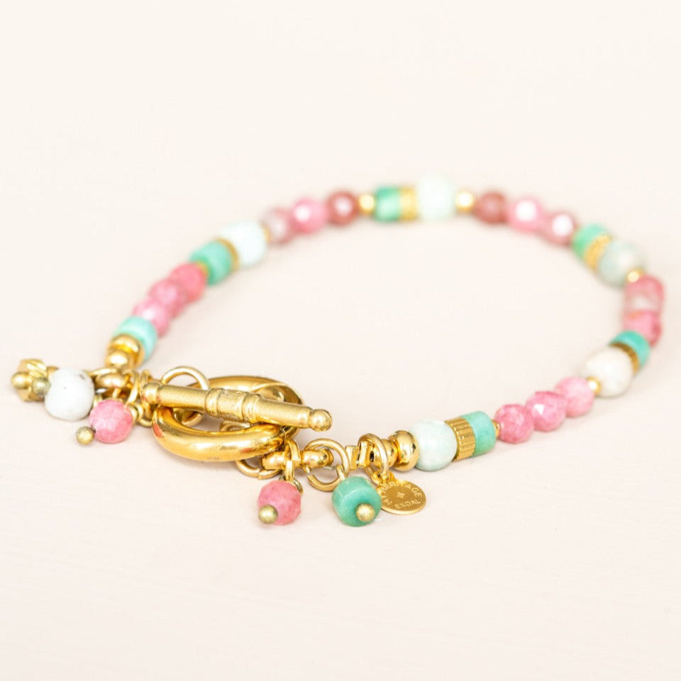 Mujajuma bracelet rhodonite amazonite pink green