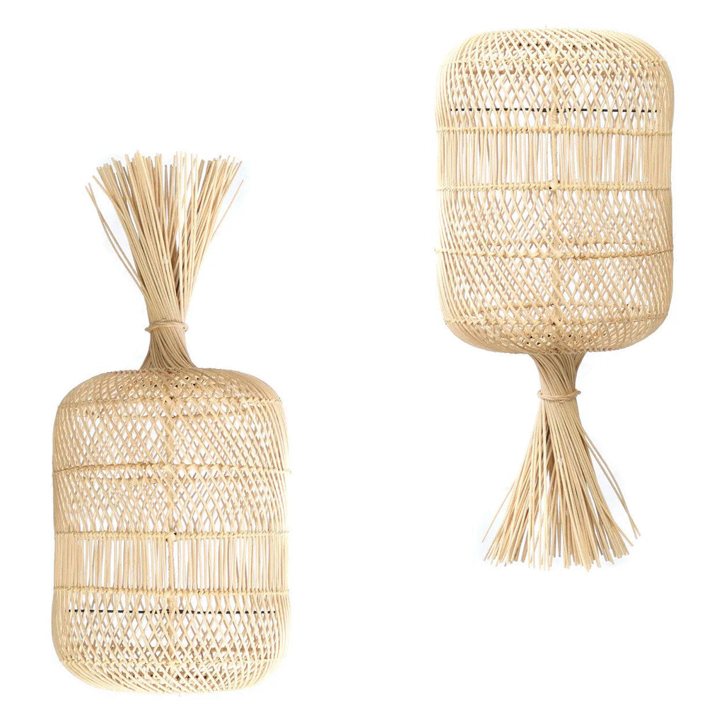 Two woven rattan lamps with tassels Bazar Bizar